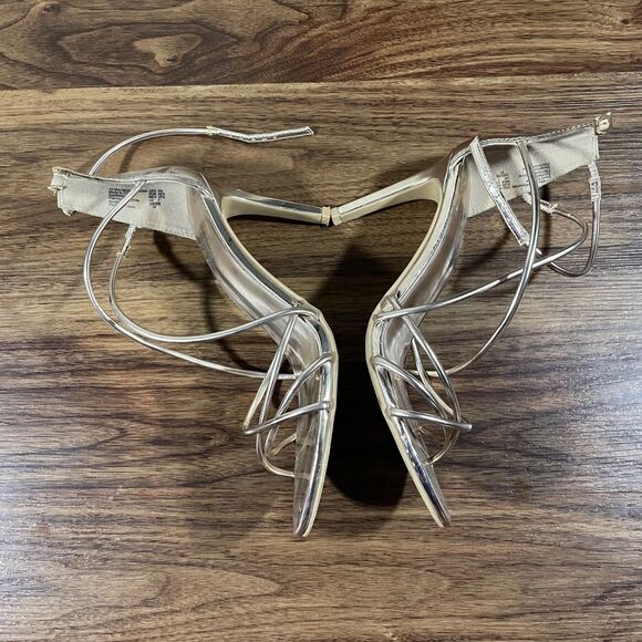 Brash Kaveot Women’s Strappy Stiletto Rose Gold Heel Size 8.5 Rear Zip Shoes - Picture 4 of 8